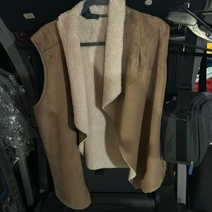 Faux suede vest with fleece  beige. Good shape. Worn once